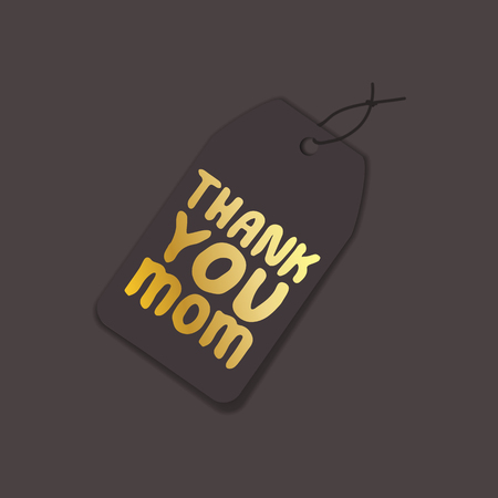 Tag Template with Motherâs Day Hand Lettering Text. Thank You Momのイラスト素材