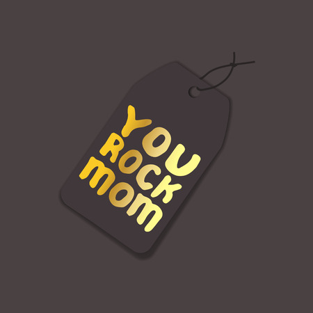 Tag Template with Motherâs Day Hand Lettering Text. You Rock Momのイラスト素材