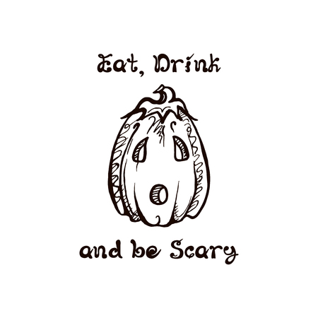 Halloween hand drawn pumpkin with handwritten phraseのイラスト素材