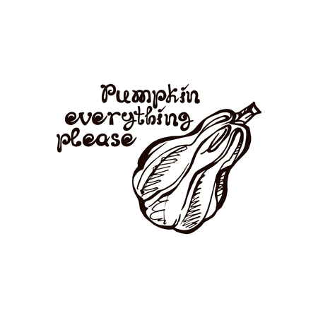 Autumn hand drawn pumpkin with lettering isolated on whiteのイラスト素材