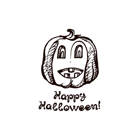 Halloween hand drawn pumpkin with handwritten phraseのイラスト素材