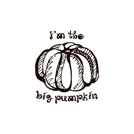 Autumn hand drawn pumpkin with lettering isolated on whiteのイラスト素材