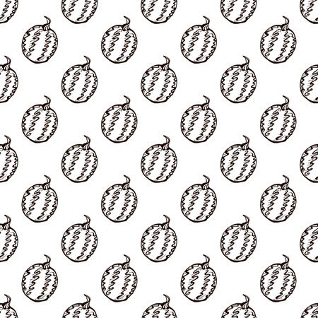 Autumn seamless pattern with hand drawn pumpkinsのイラスト素材