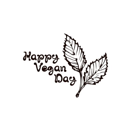 Hand Drawn Beech Leaves with Handwritten Textのイラスト素材