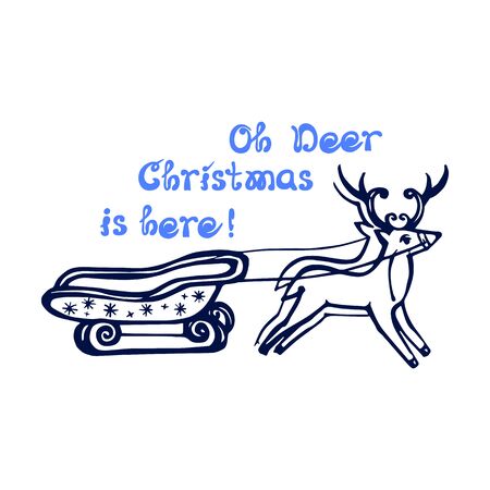 Hand drawn Christmas greeting card isolated on whiteのイラスト素材