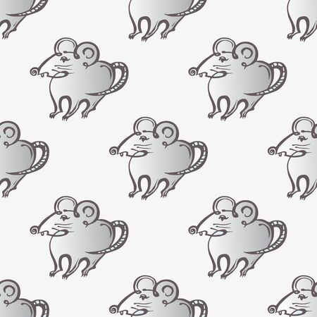 Chinese New Year seamless pattern with hand drawn ratsのイラスト素材