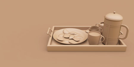 Coffee concept 3d illustration in brown colorの写真素材