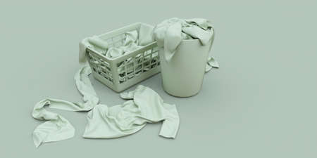 Washing clothes concept 3d illustration in green colorの写真素材