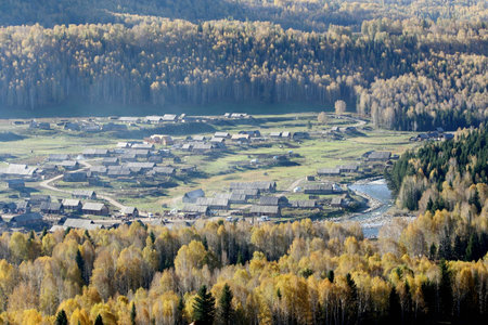 hemu village in autumnの写真素材