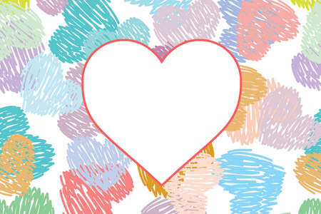 pastel colored drawn hearts backgroundの写真素材