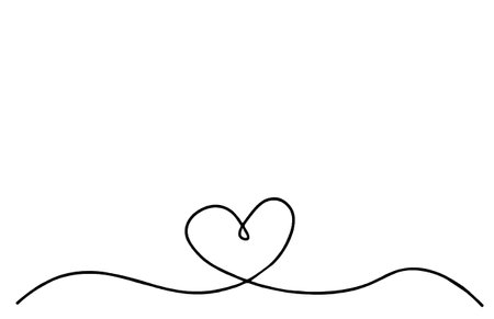 Continuous one line drawing of a heart with a line on a white backgroundの写真素材