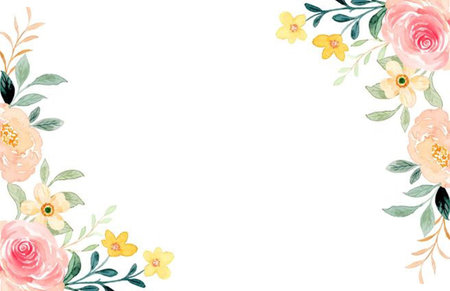 Watercolor floral frame. Hand painted flowers and leaves isolated on white background.の写真素材