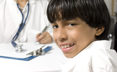 boy at the doctor s officeの写真素材