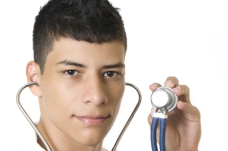 young doctor  holding a stethoscopeの写真素材
