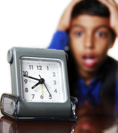 kid worried and lateの写真素材