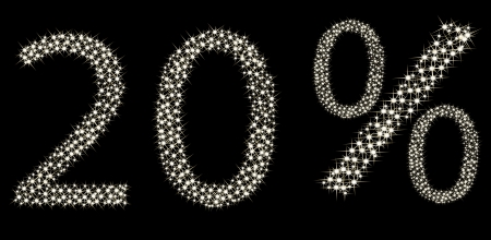 Percent Icon From Stars On Black Background  Vectorのイラスト素材