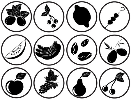 Set with fruit iconsのイラスト素材