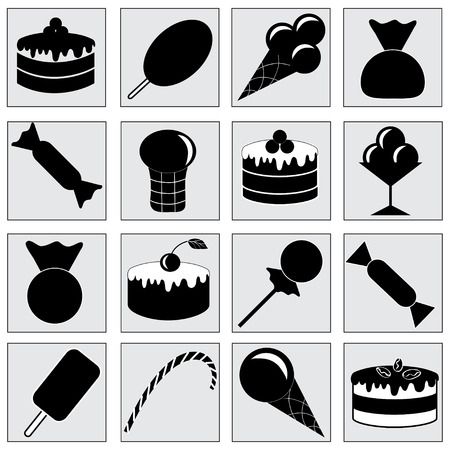 Set with food illustrations of desserts and sweetsのイラスト素材