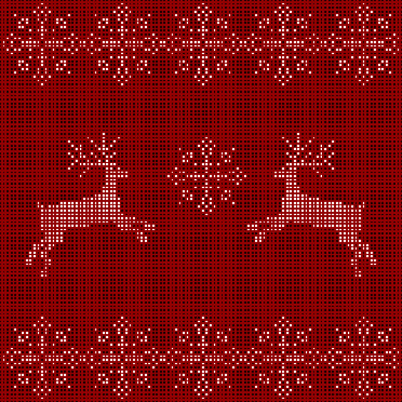 Beaded Christmas ornament reindeer and snowflakes. vectorのイラスト素材