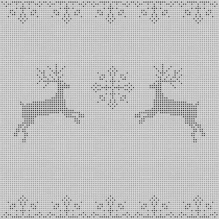 The embroidered New Year's ornament. Beaded Christmas ornament reindeer and snowflakes. vectorのイラスト素材
