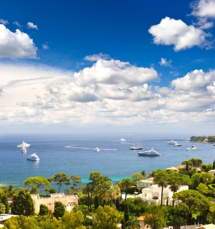 view of luxury resort and bay of Cote d'Azur. Villefranche, french rivieraの写真素材