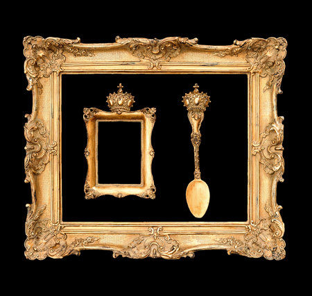 old golden frame over black  vintage 