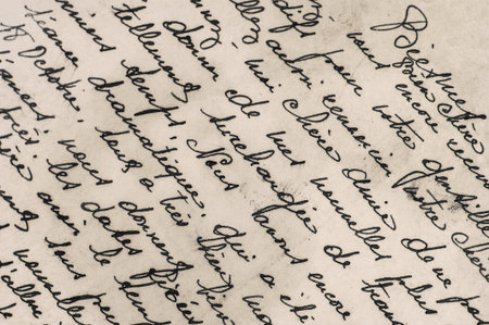 old letter with handwritten french text from ca  1925  grunge vintage background  manuscript