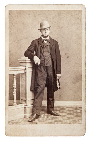 vintage studio photo from young fashion man ca  1880  nostalgic picture