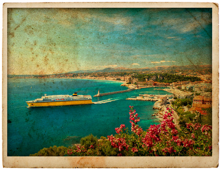 View of mediterranean resort, Nice, Cote dの写真素材