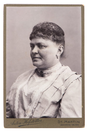 antique portrait of woman wearing vintage clothing, circa 1900 in St  Martin, Germany