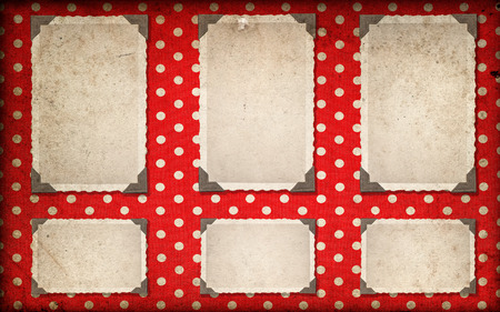 photo frames with corner. dark retro style photo album page. mock up for your photo, picture, imageの写真素材