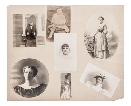 Vintage portrait of young woman, girl, baby from ca. 1860-1880. Typical for this period womans look and hairstyle. Growing upの写真素材