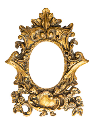 Baroque golden frame isolated on white background. Antique art objectの写真素材