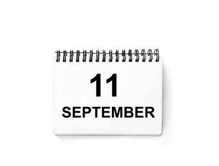 Calendar book for date on white background. 11 September