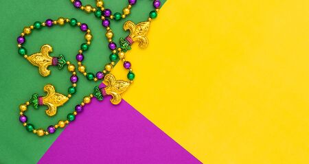 Mardi gras decoration beads. Colorful holidays backgroundの写真素材