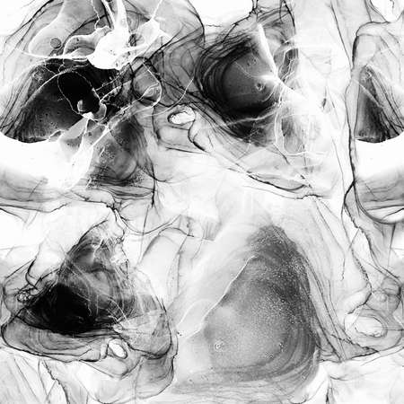 Abstract black white background. Creative art marble textureの写真素材