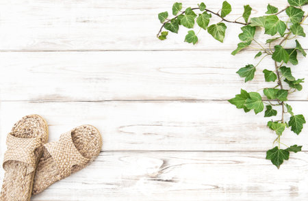 Floral template mockup with house shoes. Zero waste template