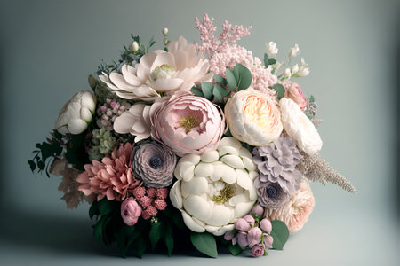 Soft pastel pink tulip peony flowers. Peony flower bouquetの写真素材