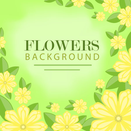 FLOWERS BACKGROUND. SPRING .Green and yellow colorsのイラスト素材