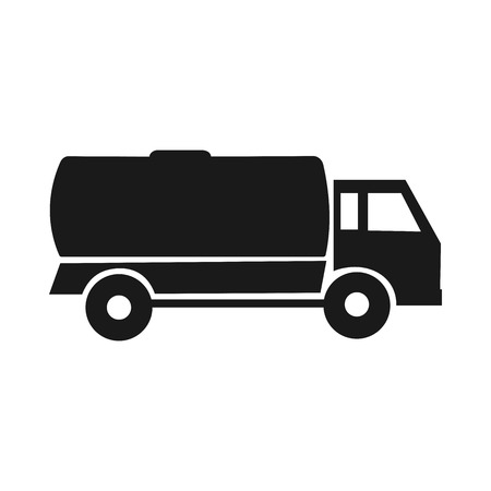 Isolated black silhouette tanker on white background. Industrial trucks. liquids Deliveryのイラスト素材