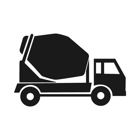 Black Icon mixer on stroitel'svo for cement delivery.のイラスト素材