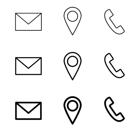 Contact line web icons mail, telephone and locationのイラスト素材