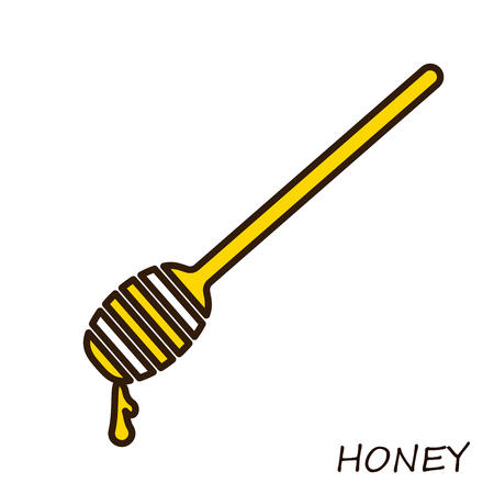Spoon with honey. Flat line Icon single.のイラスト素材