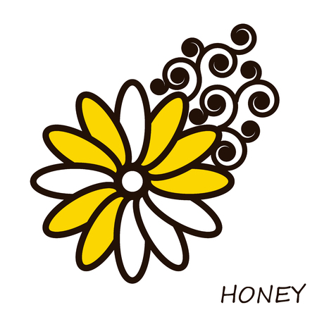 Summer honey flower with curls. Floral element. Isolatedのイラスト素材