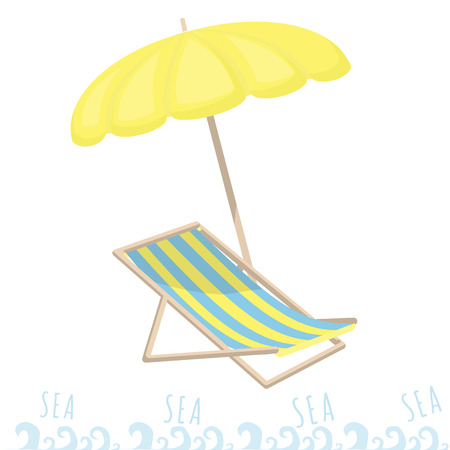 Beach umbrella and sun loungerのイラスト素材