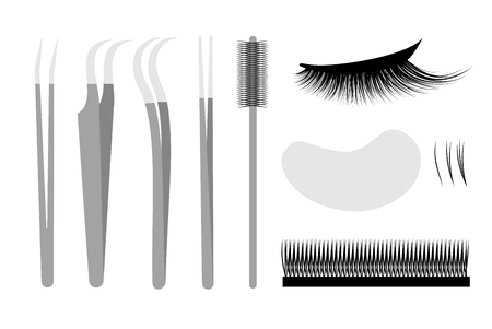 Eyelash extension. Set Professional tools tweezersのイラスト素材