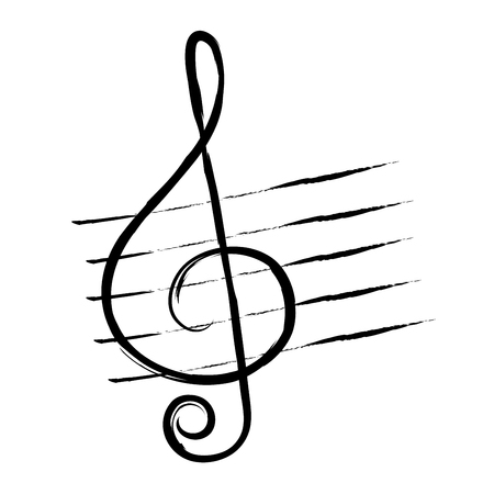 treble clef, hand drawn in grunge style or vintage. Music symbol.のイラスト素材