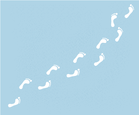 yeti foot prints on the snow. bigfoot walk. Vectorのイラスト素材