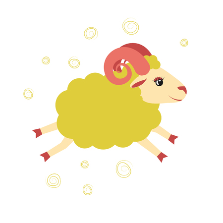 Lovely little lamb jumped. Illustration of an animal from a farm. Vectorのイラスト素材