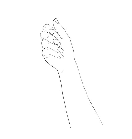 Elegant arm of a woman. Salon procedure of manicure. Ilustration for cosmetic for hands - cream or lotion.のイラスト素材